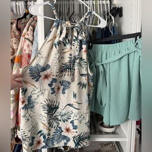 SHEIN Curve Tropical Print Top with Shorts